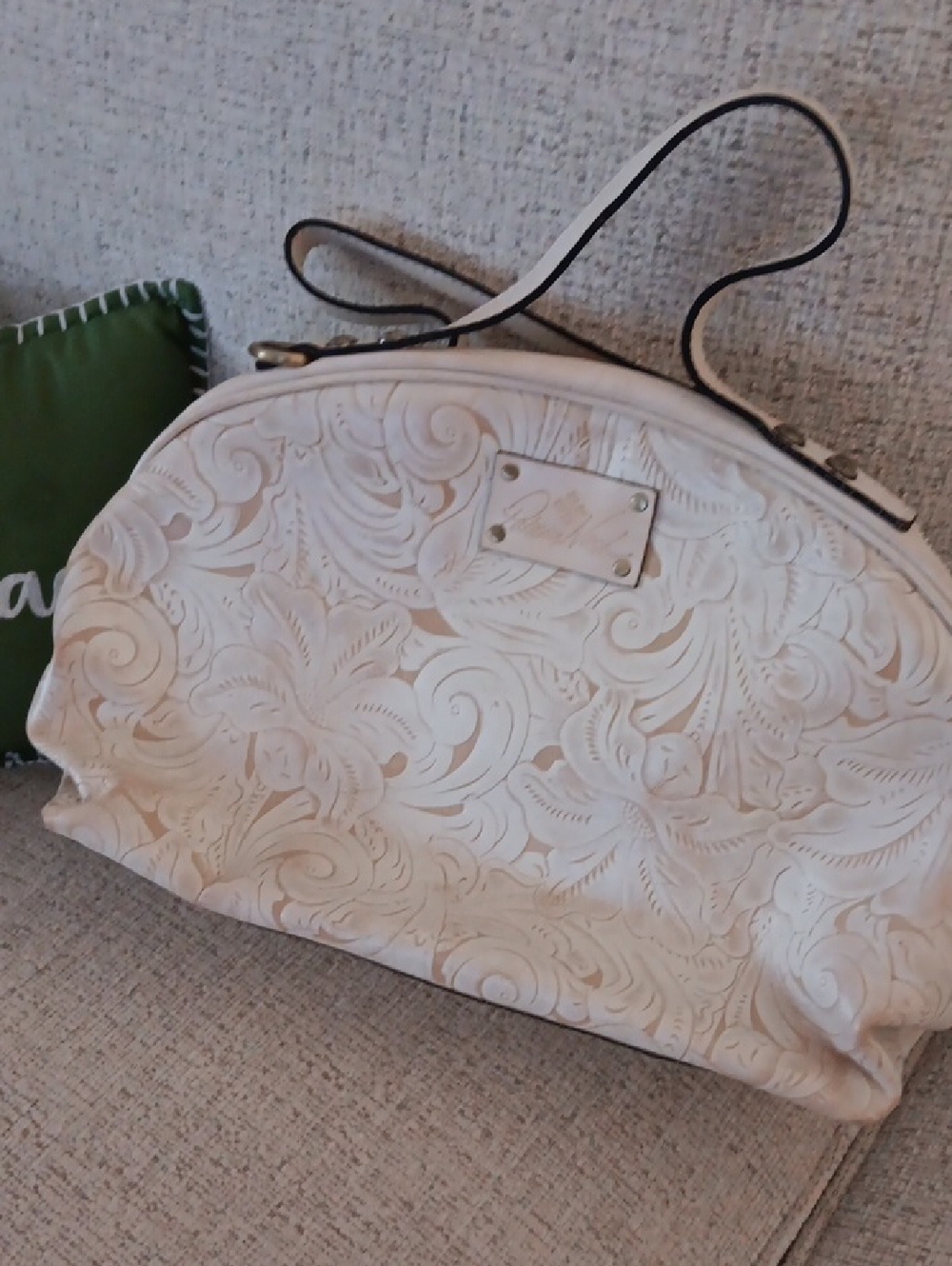 Patricia Nash Cream Embossed Dome Shoulder Bag